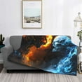 thumbnail image 2 of Uemuo Red And Blue Fire Skull Warrior Printed Throw Blanket for Couch, Fluffy Fuzzy Blankets for Bed, Sofa, Cozy Flannel Faux Fur Blanket-80"x60", 2 of 6
