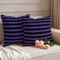 thumbnail image 2 of Purple Black Striped Outdoor Waterproof Pillow Covers, Halloween Vintage Modern Stripes Decorative Square Throw Pillowcase Sofa Cushion Sham for Patio/Couch/Chair, 18"x18" 2 Pack, 2 of 8