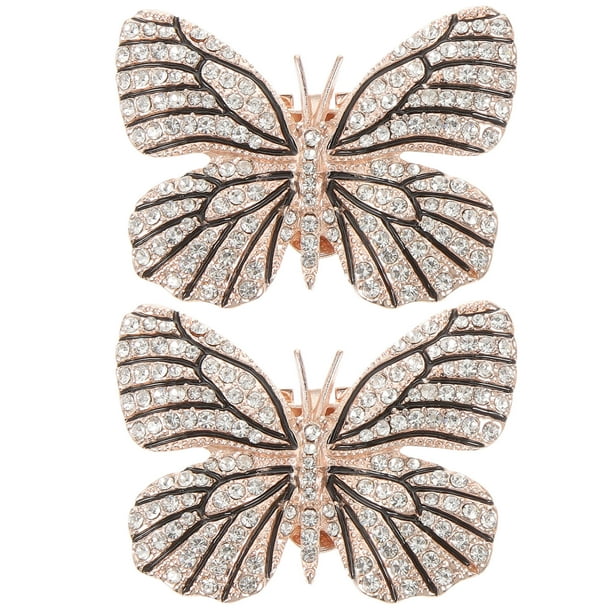 1 par de clips para zapatos de novia con diseño de mariposas y diamantes de imitación para boda.