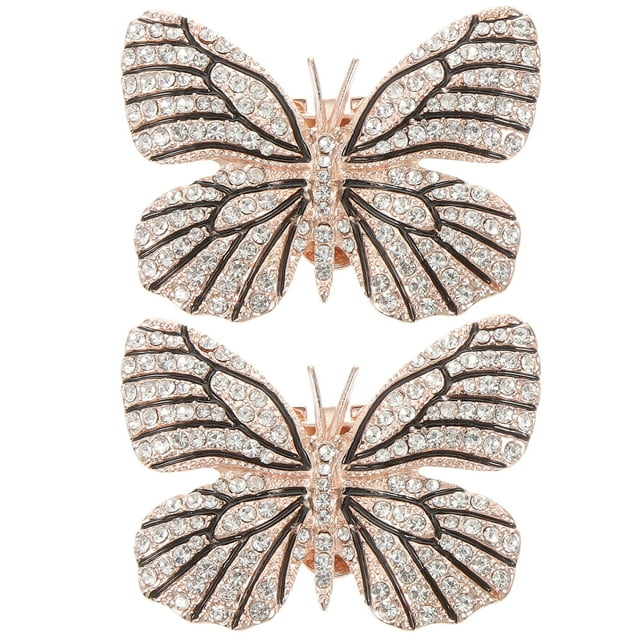 KAKOWELY 1 Pair Bride Shoe Clips Butterfly Shoe Decorations Wedding Rhinestone Shoe Clips,1.97X"X1.57"X0.39"