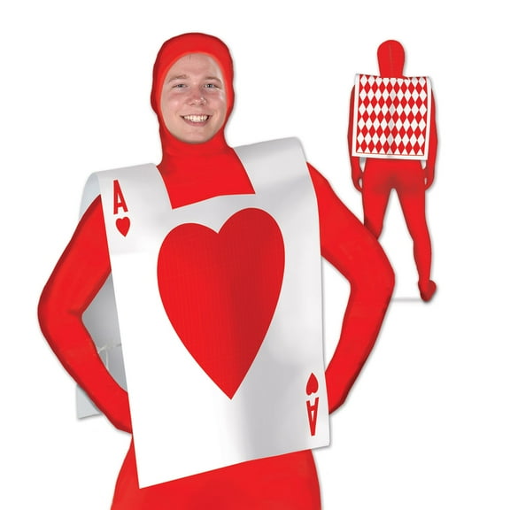Club Pack of 12 Red and White Wonderland Ace of Hearts Adult Men's Vest Costume Accessories 25"