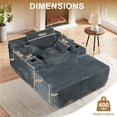 thumbnail image 3 of FFH 65"L Chaise Lounge Chair Indoor, Plush Cloud Couch Boneless Sleeper Sofa with Cup Holders and Side Pockets, Gray, 3 of 9