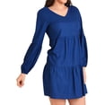 thumbnail image 6 of Miss Lavish London V Neck Dress With Long Sleeves Casual Long Sleeve Dress for Women Navy-2XL, 6 of 7