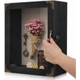 thumbnail image 3 of Shadow Box Frame 11x13, Depth 5in Shadow Boxes Display Cases, Acrylic Door, Rustic Burnt Wood, Vintage Metal Accents, Hinged Door, Metal Handle and Latch, Linen Back, 3 of 7