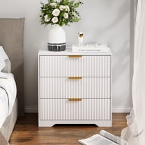 Tydimor Modern Nightstand with 3 Wooden Drawers, Bedside Table for Living Room, White