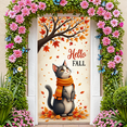thumbnail image 4 of Autumn Leaves Banner Hello Fall Cat Scarf for Seasonal Decor Outdoor Photography, 4 of 9