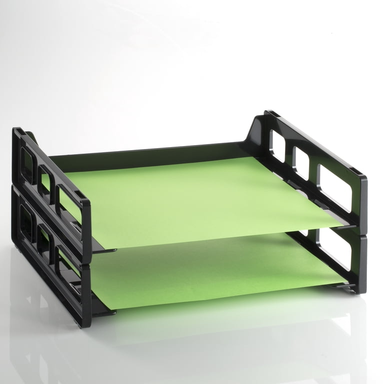 OfficeMate Side Load Letter Tray, Black 2-Pack photo 3