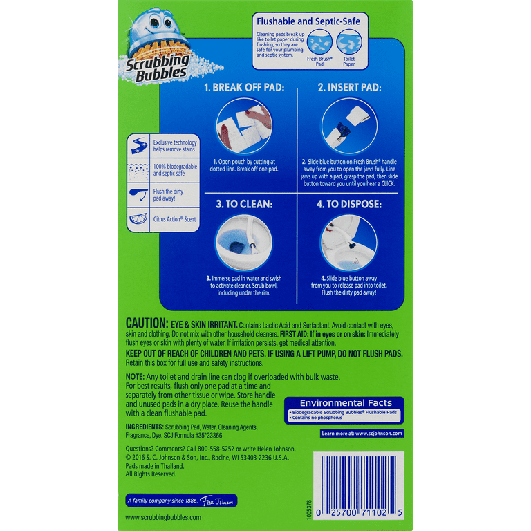 Scrubbing Bubbles Fresh Brush Flushable Refills - Citrus Action Scent - 10  Count Flushable Refills Per Box - Pack of 3 Boxes
