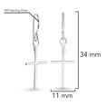 thumbnail image 2 of Aeravida Simple Skinny Cross .925 Sterling Silver Dangle Earrings | Classic Sterling Silver Dangle Earring | Earring for Women and Men | Cross Dangle Earrings | Religious Ornament | Speacial Day Gift, 2 of 7