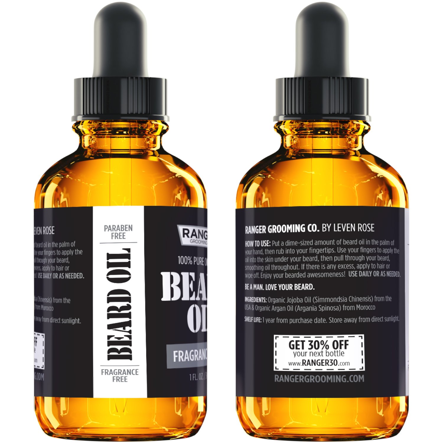 Leven Rose Beard oil, Fragrance Free, 100% Pure, organic ingredients, 1 fl oz - image 5 of 7