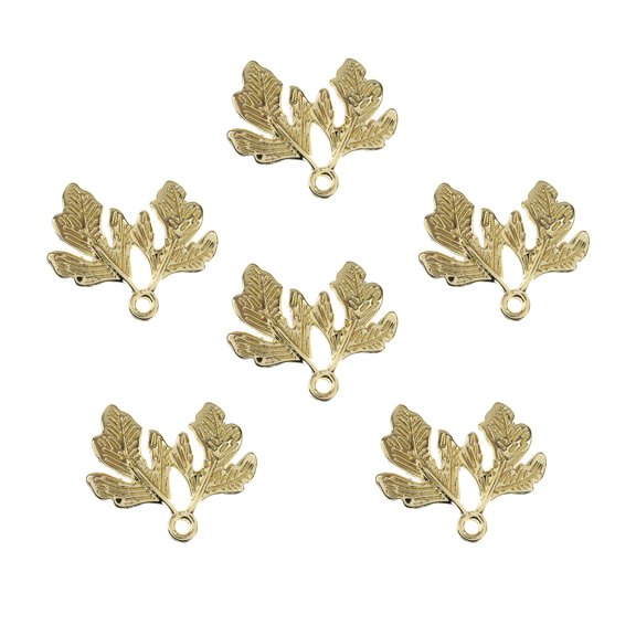 John Bead Beadwork Findings 18pcs Gold Jewelry Findings Pendants | Two Leaves (6pcs x Pack of 3)