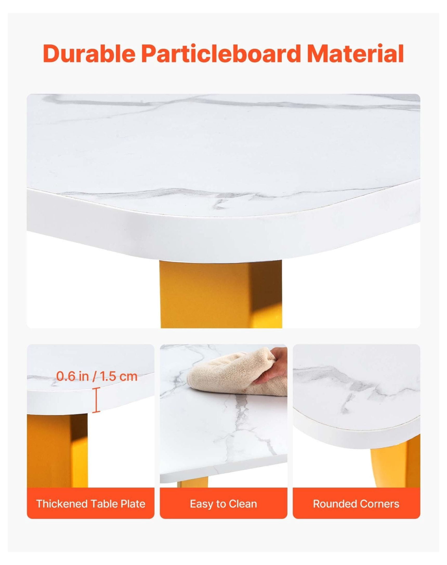 Executive Desk 63" W Modern Office Computer Table White & Gold Large Conference Desk