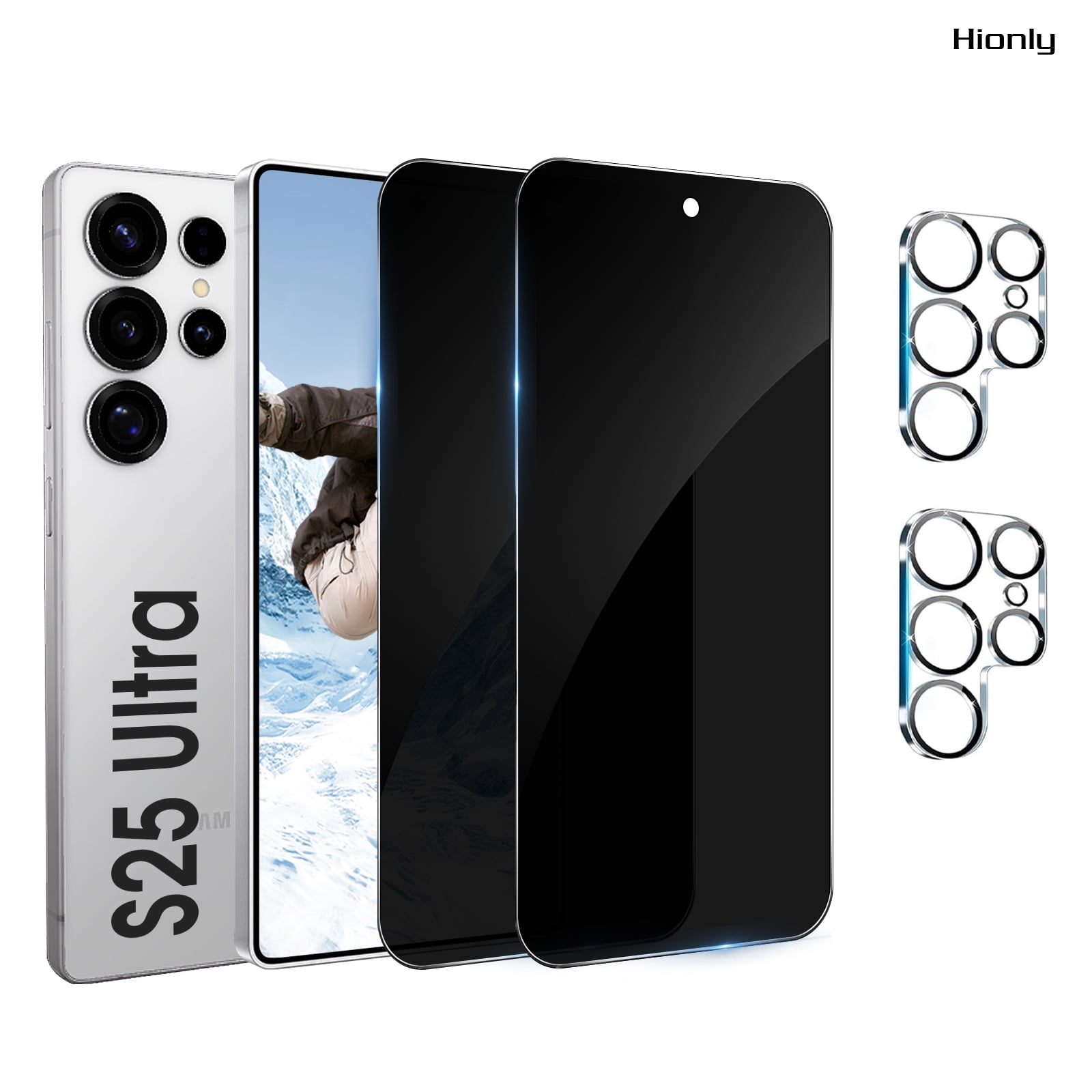 [2+2 Pack] Hionly Compatible with Samsung Galaxy S25 Ultra Privacy Screen Protector with Camera Lens Protector