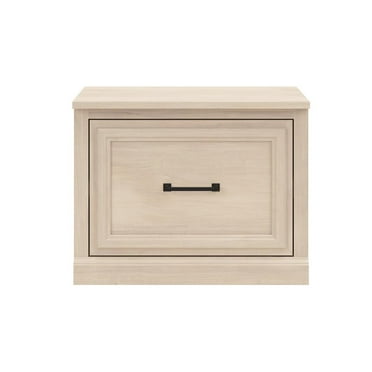 Bush Furniture Woodland 24W Small Shoe Bench with Drawer in White Washed Maple