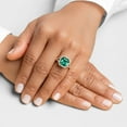 thumbnail image 2 of PEORA 4.65 Carats Created Colombian Emerald Lab Grown Diamond Ring in 14K White Gold, Asscher Cut, Size 4.5, 2 of 5