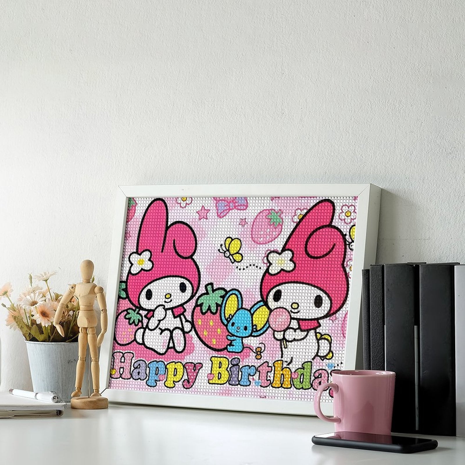 My Melody Diamond Painting Horizontal (Square Diamond) (Canvas), A Craft For Beginners, Suitable As A Gift Or Home Wall Decoration 12"x16"