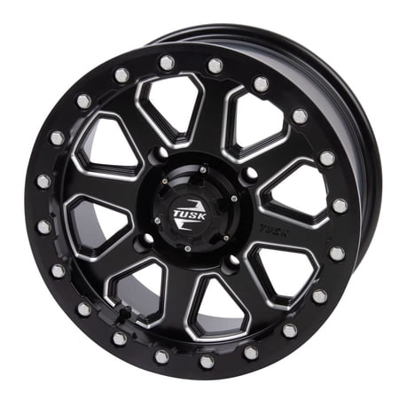 (4 Pack) 4/156 Tusk Uinta Beadlock Wheel 14x7 4.0 + 3.0 Milled/Black for Kawasaki Mule Pro-Fxt Ranch Edition Platinum 2022-2023