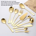 thumbnail image 4 of 6-Piece Matte Silverware Set with Serving Utensils, Stainless Steel Flatware Cutlery Set for 6, Square Tableware Eating Utensils Set for Wedding Restaurant Home, Dishwasher Safe Gold, 4 of 8