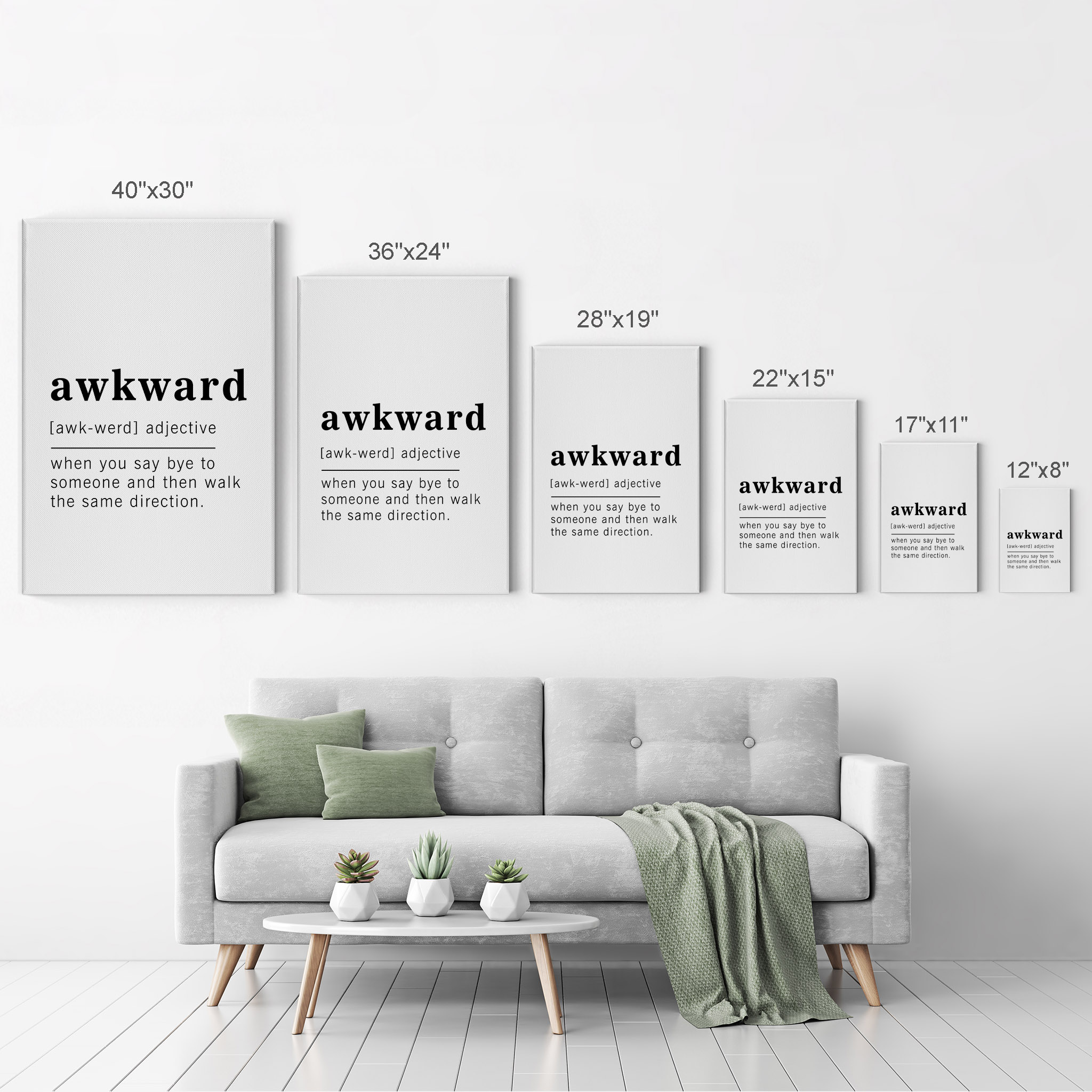 Smile Art Design Funny Adjective Noun Dictionary Definition of Awkward  Canvas Print Inspirational Quote Sign Office Living Room Bedroom Bathroom Wall  Decor Wall Art Ready to Hang Made in USA 12x8
