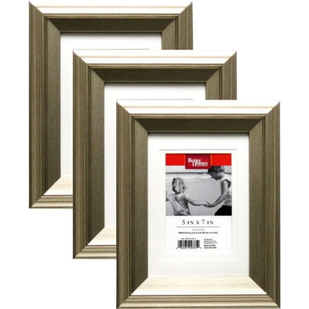 Better Homes and Gardens 3pk 5" x 7"/3.5" x 5" Picture Frames, Silver