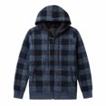 thumbnail image 4 of Ceisia Men Plaid Fleece Lined Hooded Jacket Buffalo Check Full Zip Drawstring Hood Side Pockets Warm Coat For Cold Weather Outdoor Casual Street Style Gift, 4 of 6