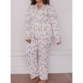 thumbnail image 3 of Women 2 Piece Pajama Set Floral Long Sleeves Button Shirt and Elastic Pants Loungewear Soft Sleepwear for Nightwear, 3 of 9