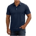 thumbnail image 2 of COSFO Casual Mens Polo Shirts Short Sleeve Waffle Blue Classic T-Shirt Pullover Collared Golf Loose Fit Performance Tops, 2 of 8