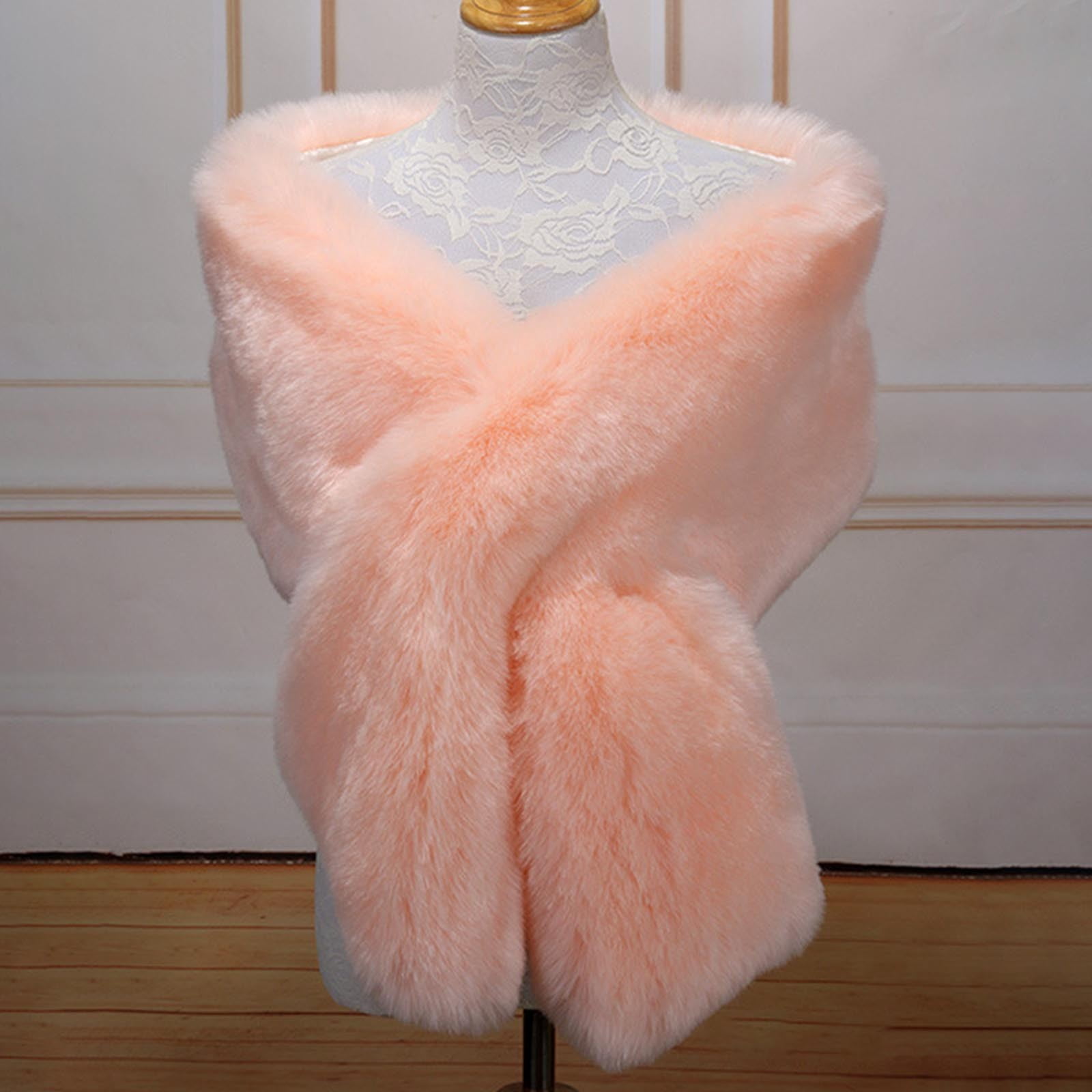 Cape De Noël Pour Femme En Velours Avec Bordure Fausse Fourrure - Cape Courte à Capuche - Accessoire Festif - 5