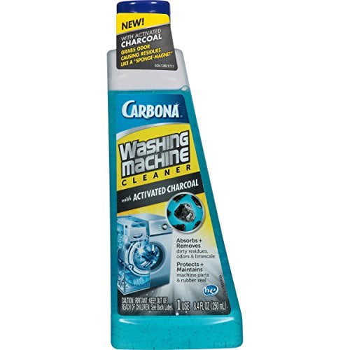 Carbona Washing Machine Cleaner with Activated Charcoal  Removes Odor-Causing Residues  Works in Standard & High Efficiency Washing Machines  8.4 FL Oz, 1 Pack