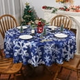 thumbnail image 4 of Christmas Winter Tablecloth, Blue Snowflakes Winter Tablecloth, Christmas Tableware Home Decor, 60 inch Diameter Round, Polyester, 4 of 5