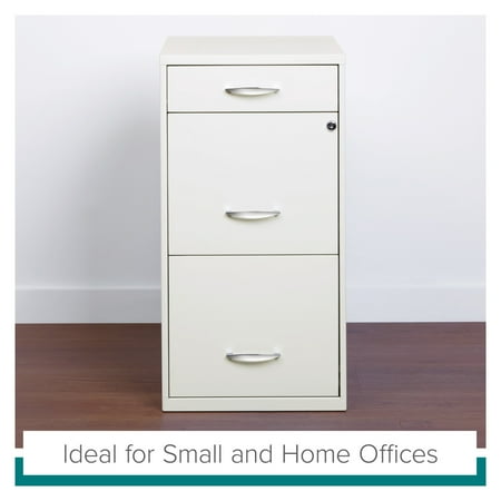 Hirsh - Metal 3-Drawer Organizer File Cabinet with Pencil Drawer - Pearl White