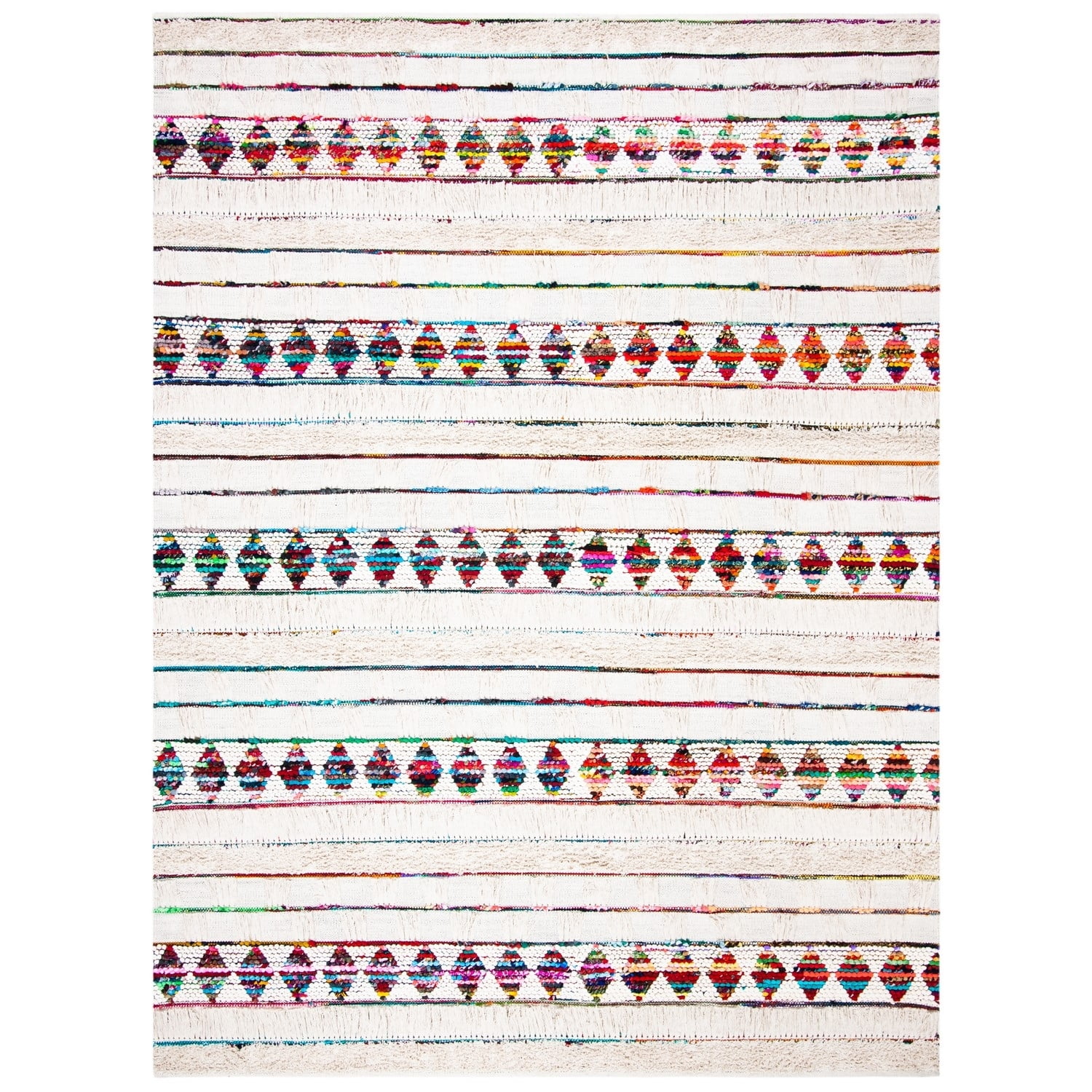 SAFAVIEH Natura Yadira Southwestern Striped Area Rug, Ivory/Red, 9' x 12'