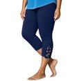thumbnail image 2 of Asgosdo Women Plus Size Lace Hem Capri Leggings High Waist Stretch Solid Casual Cropped Pants, 2 of 5