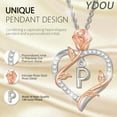 thumbnail image 2 of Ydou Rose Heart Initial Necklace for Women, 14K White Gold Plated Love Heart Letters with Rose Flower Pendant Necklace for Women, 2 of 9