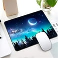 thumbnail image 3 of Space Galaxy Mouse Pad Tree Forest Moon Gaming Mousepad Non Slip Rubber Base Square Small Mouse Pads for Desk Wireless Mouse Computer Laptop Mouse Mat Desk Accessories Office Decor - Blue Black, 3 of 6