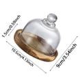 thumbnail image 3 of 2 in 1 Cake Stand with Glass Dome, Acacia Wood Cheese Cupcake Decorative Tray, Glass Dome with Base for Cake Fruit Display Server Platter Kitchen Party Appetizer, 3 of 7