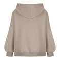 thumbnail image 3 of Womens Oversized Hoodies Pocket Fleece Sweatshirts Plain Pullover Hooded Sweaters Long Sleeve Fall Winter Clothes (L, Khaki), 3 of 6