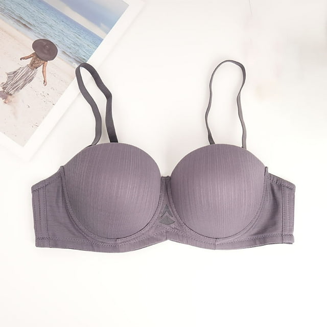 Censtreet Sexy Backless Underwear for Women,Solid Color with Steel Rings Beautiful Back Lingerie,Comfortable Breathable Seamless Daily Bra