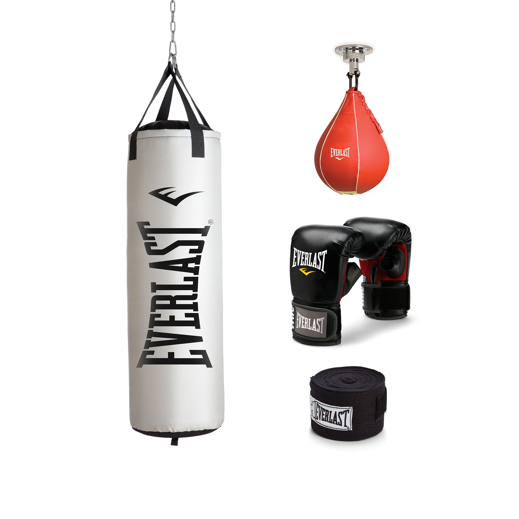 Everlast 100 LB Heavy MMA Boxing Punching bag Kit Set Gloves Hand Wraps Training 