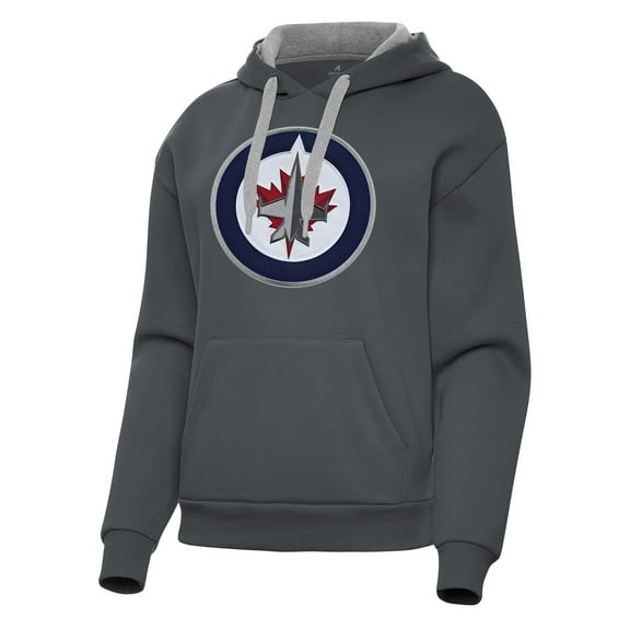 Women's Antigua Charcoal Winnipeg Jets Victory Pullover Hoodie