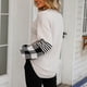 thumbnail image 4 of Suéter gota hombro manga larga cuello redondo Plaid Stripe impresión Tops para Mujer, 4 of 8
