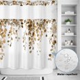 thumbnail image 2 of No Hook Shower Curtain, Orange Eucalyptus Leaves Shower Curtains for Bathroom with See Through Top Window, Weeping Spring Botanical Summer Waterproof & Washable Bath Curtain Long 72"x78", 2 of 9