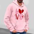 thumbnail image 2 of Yiliang Men's Valentine's Day Printed Casual Hooded Long Sleeved Sweatshirt,Pink,S, 2 of 4