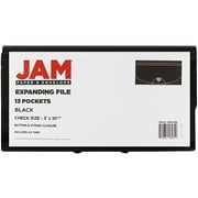 JAM Paper 13 Pocket Expanding File, Black, 1/Pack, Check Size, 5 x 10 1/2