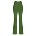 thumbnail image 7 of Gmluru Yoga Pants for Women Green Solid Color Tight Fitting Hip Shaping Flared Tummy Control, Non-See-Through L, 7 of 7