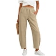 thumbnail image 2 of FengLS Womens Casual Pants Elastic High Waist Pants with Pockets Comfortable Lounge Trousers Solid Color Daily Sweatpants, 2 of 7