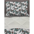 thumbnail image 3 of Geese Comforter & Sham Bedding Set, Happy White Geese Free Run Grungy Backdrop Cartoon Style, 3 pcs Duvet Set Microfiber Filling Quilt, 5 Sizes, Grey Grey Teal, by Ambesonne, 3 of 4
