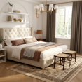 thumbnail image 1 of Linen Upholstered Platform Bed -Mattress Not Included, 1 of 18