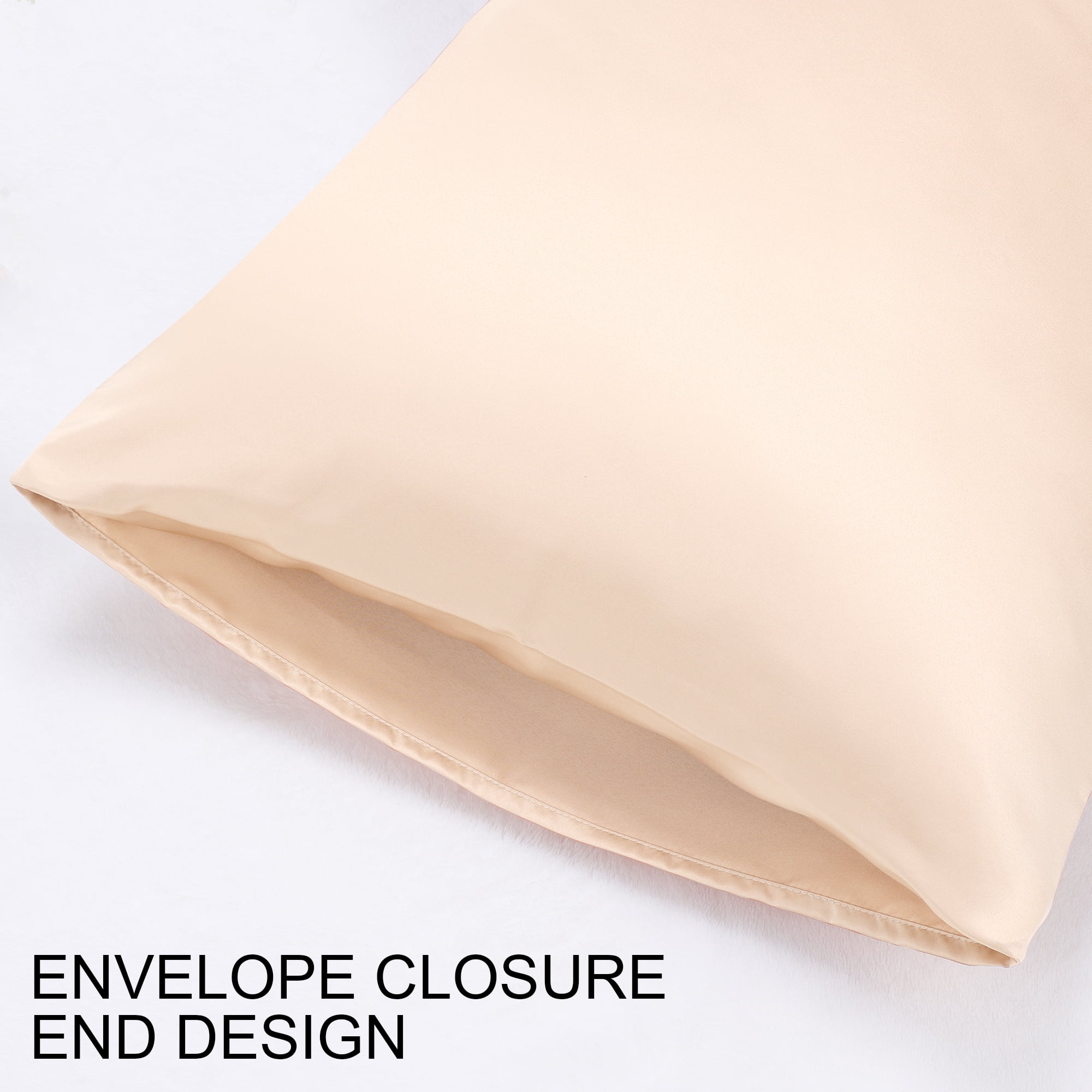 Unique Bargains 4 Pack Satin Pillowcases for Hair and Skin, Light Tan King