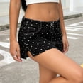 thumbnail image 4 of UAMVSH Womens Denim Skirt Stretchy Low Waist Polka Dots Print Short Skirts Side Split Casual Mini Jean Skirt with Pockets, 4 of 7